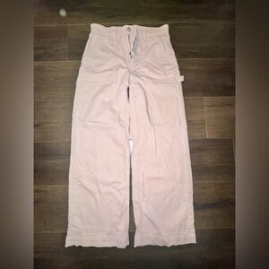 American Eagle Outfitters Pale Pink High-Rise Wide Leg Jeans